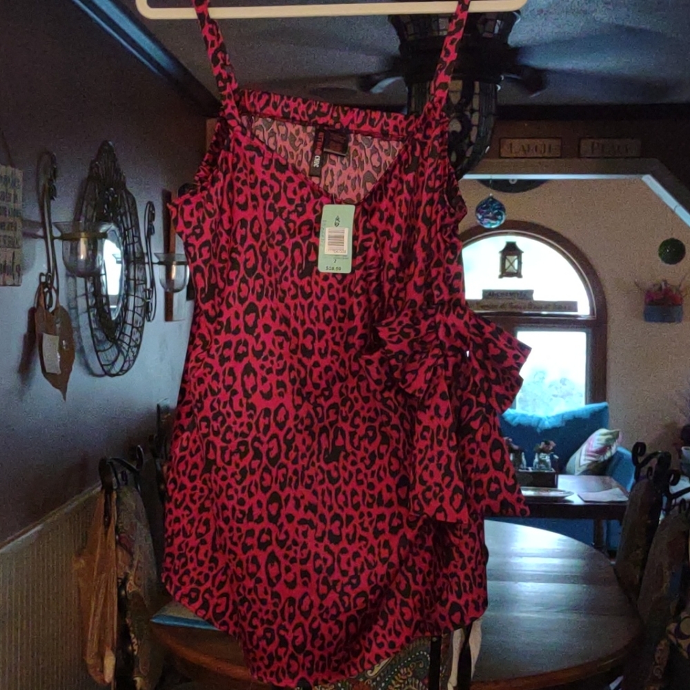 Torrid Red leopard print  spaghetti strap top